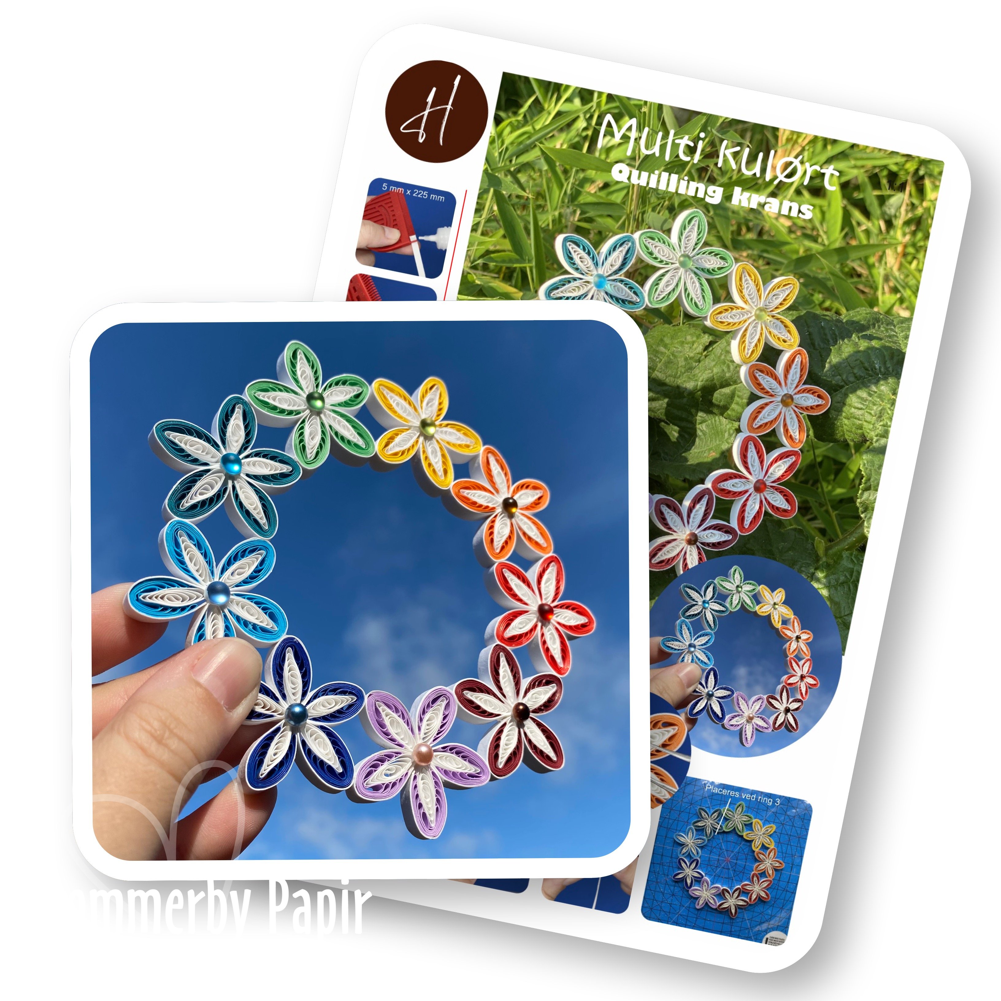 Ide-side Multi Kul�rt quilling krans