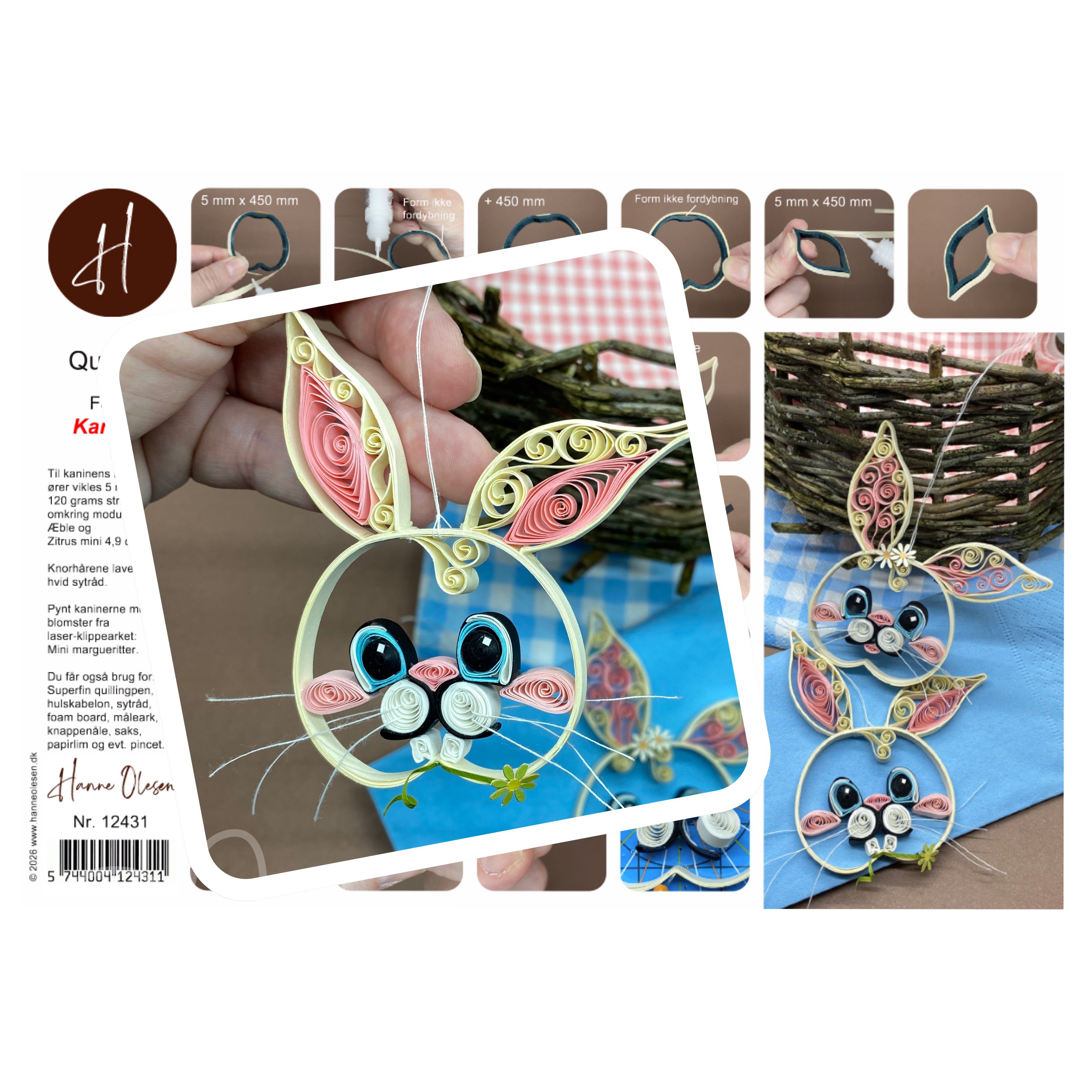 Instruktion Quilling Kaniner, Hanne Olesen