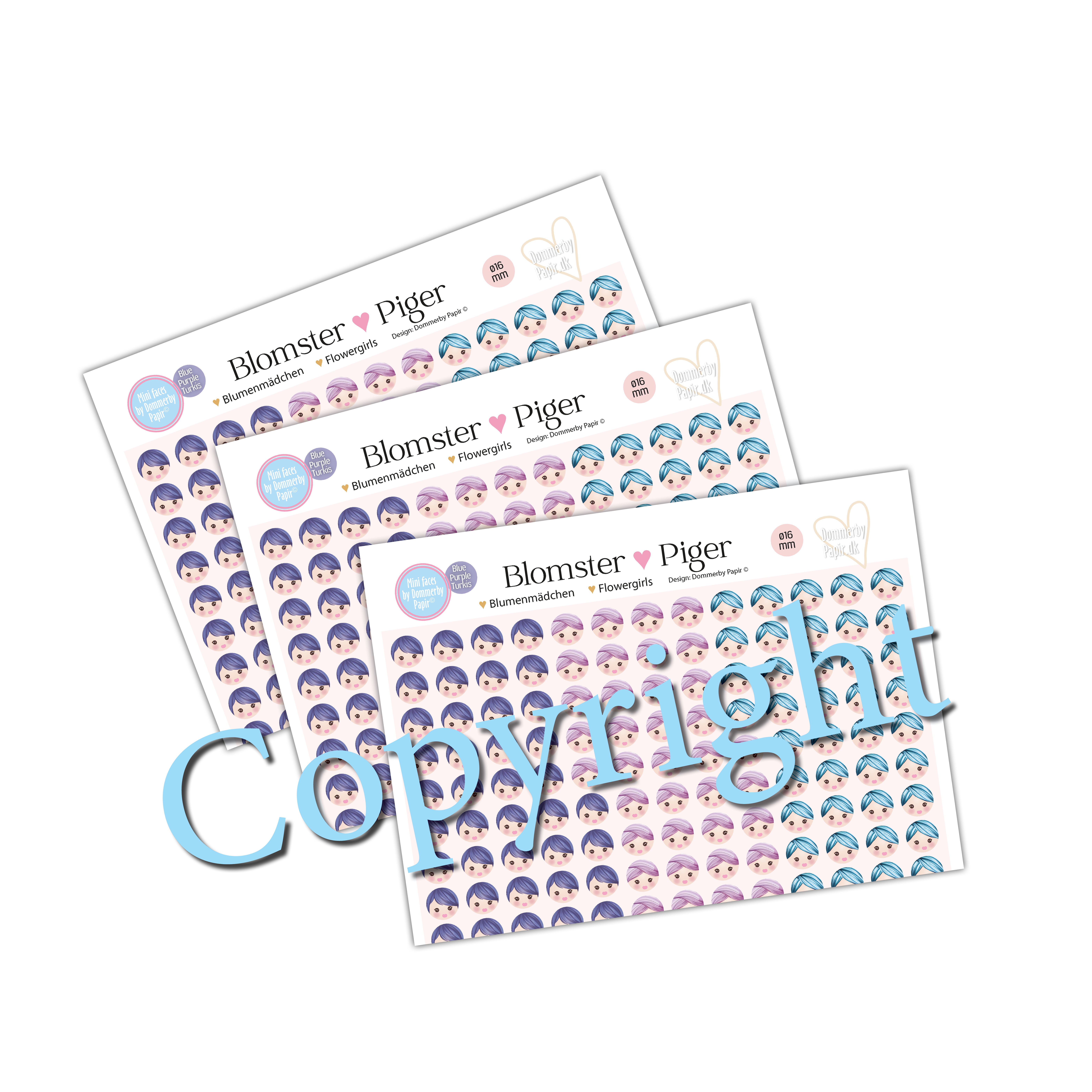 Viola Girls Ansigter Blue, Purple &amp; Sky blue - Tilbehr