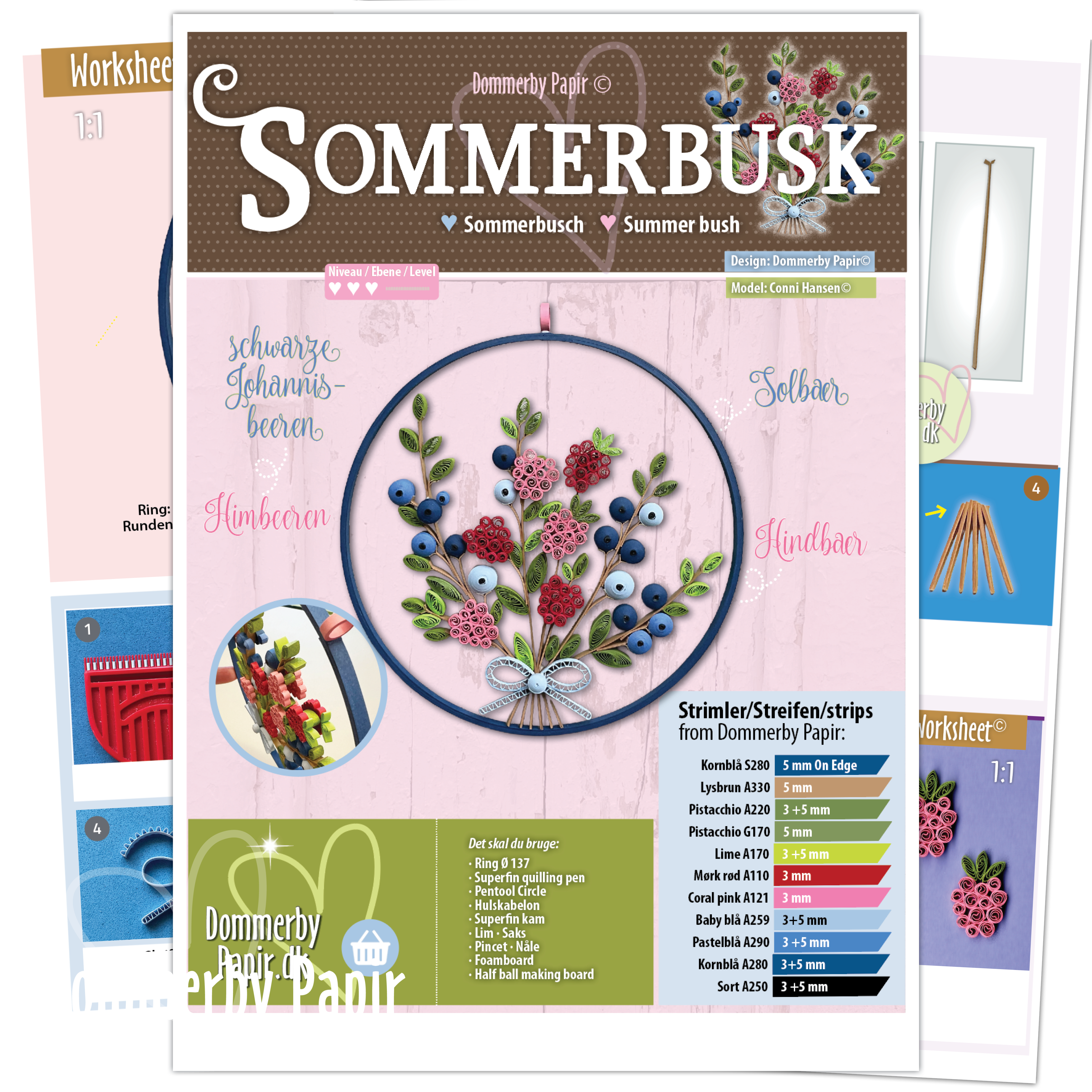 Sommerbusk med hindb�r og bl�b�r af Dommerby Papir - Opskrift