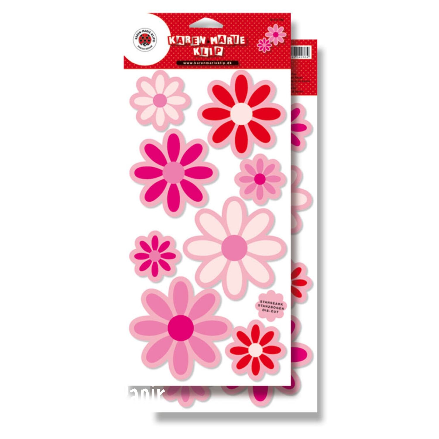 Pink blomster, large - udstanset 