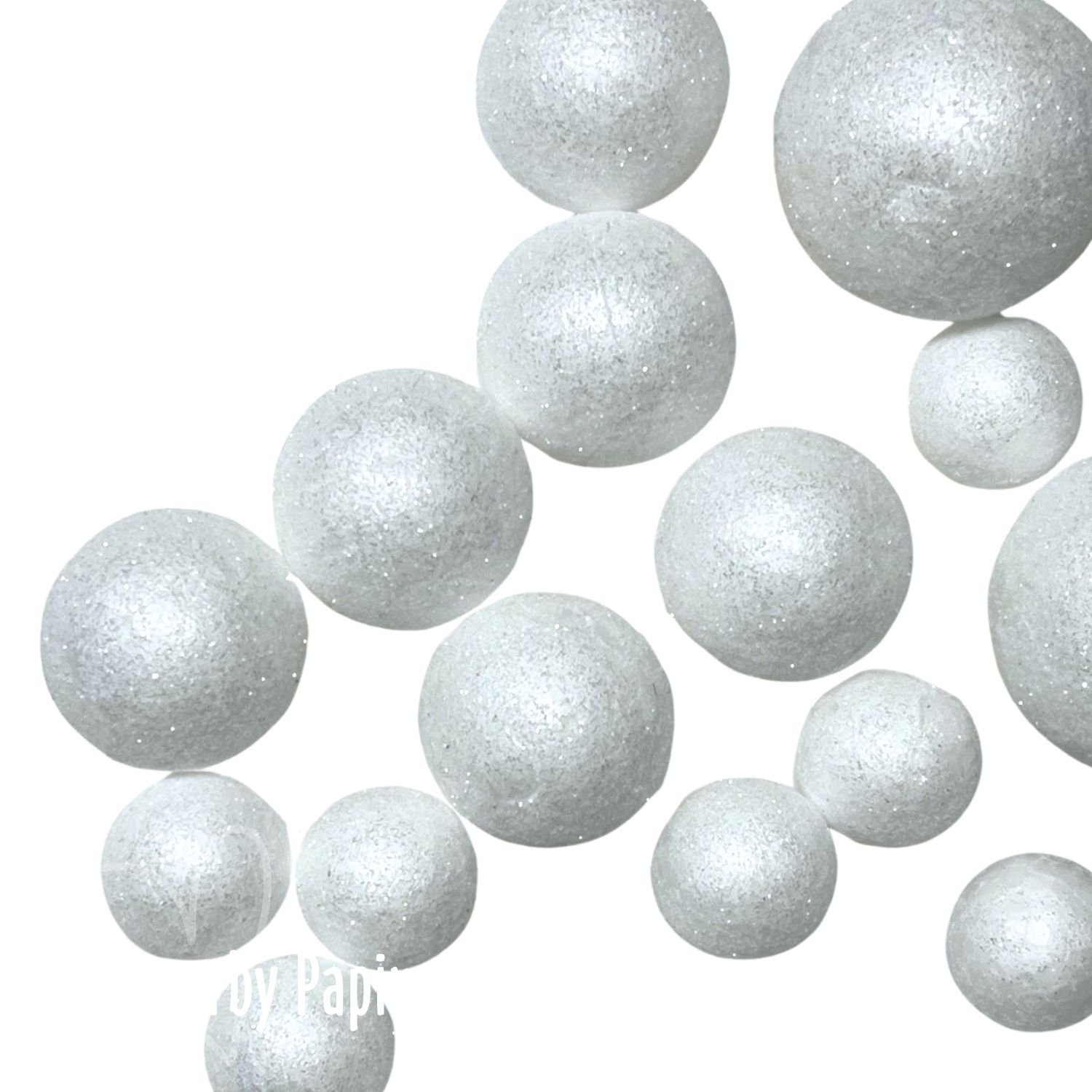 Dekoration kugler med glimmer 18 stk - Hvid