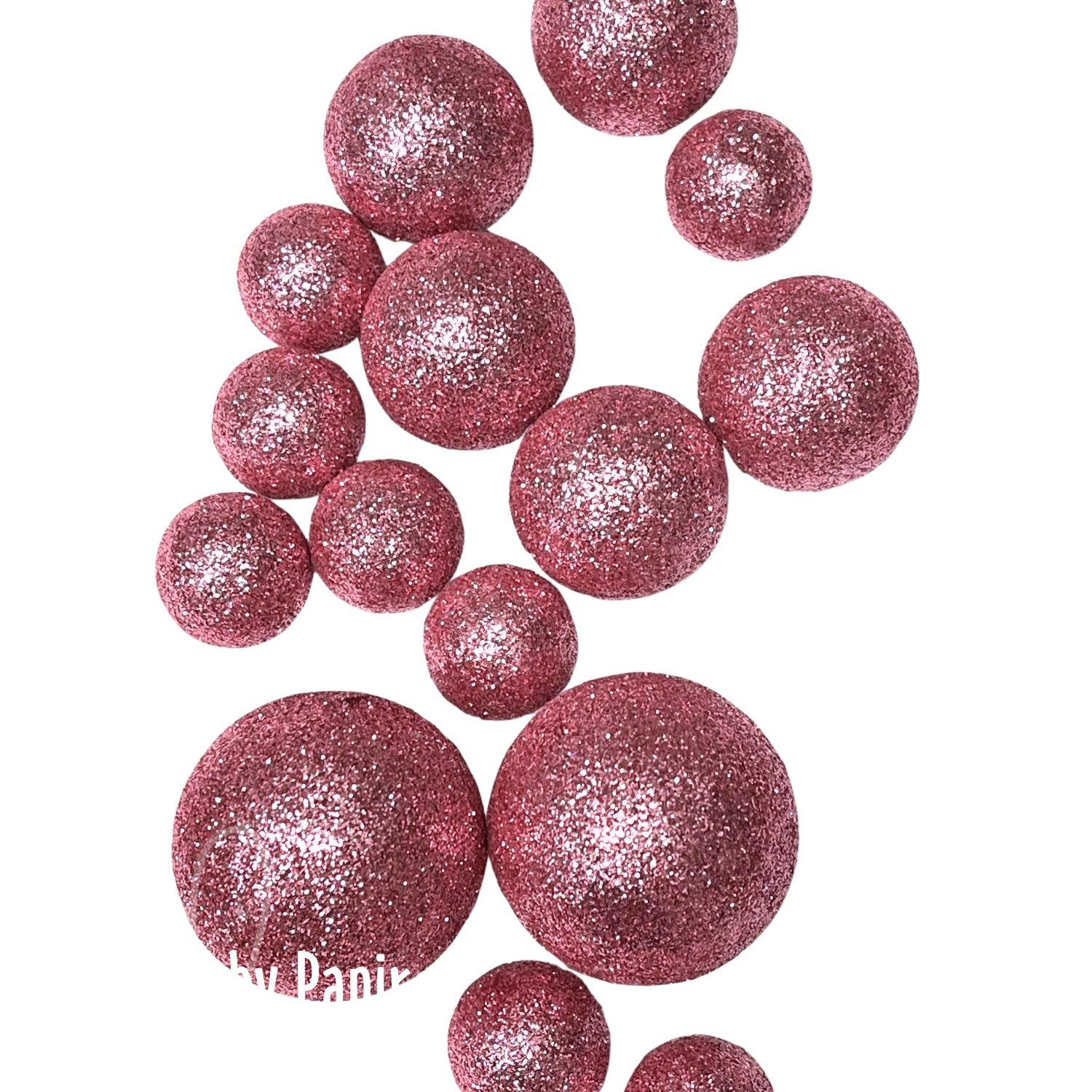Dekoration kugler med glimmer 18 stk - Pink