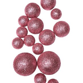 Dekoration kugler med glimmer 18 stk - Pink