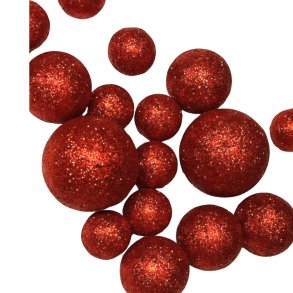 Dekoration kugler med glimmer 18 stk - Rd