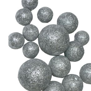 Dekoration kugler med glimmer 18 stk - S�lv