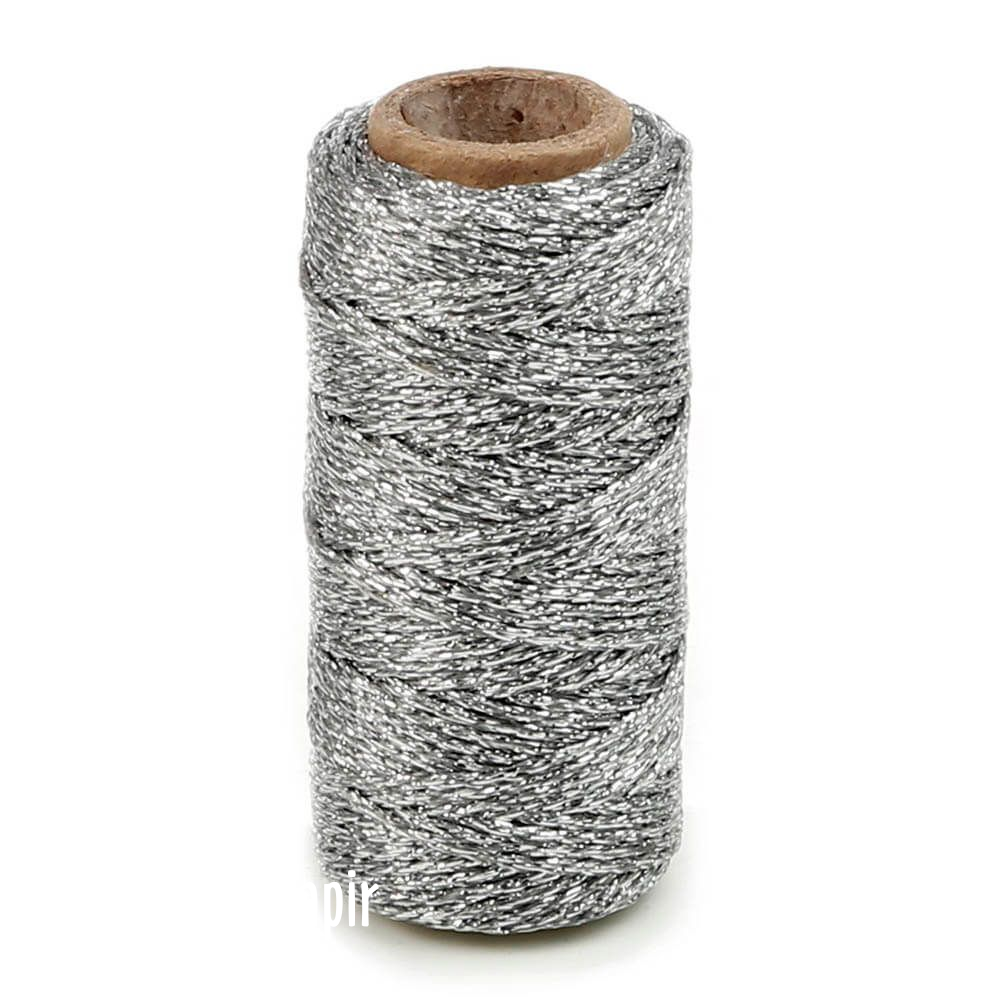 Cordelb�nd med glimmer - 25 meter - S�lv