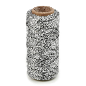 Cordelb�nd med glimmer - 25 meter - S�lv