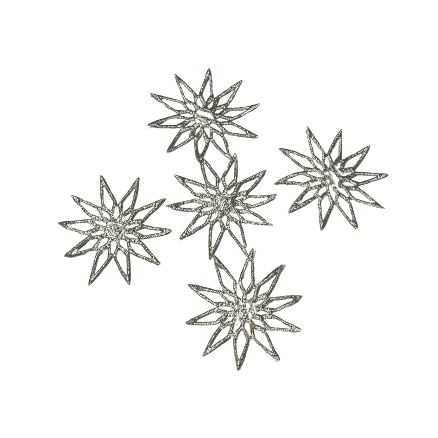 Stjerne med glimmer - 5 stk - S�lv