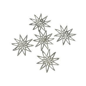 Stjerne med glimmer - 5 stk - S�lv