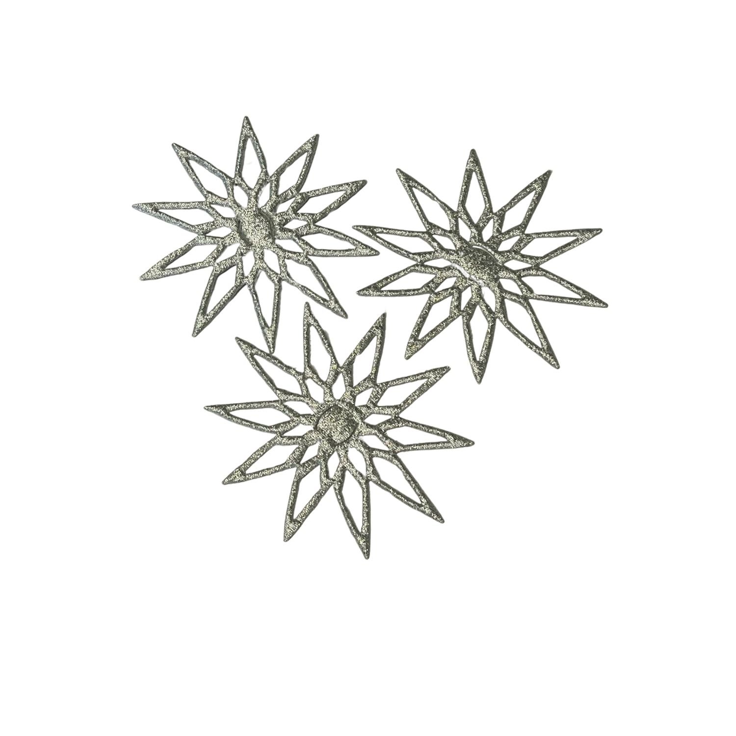 Stjerne med glimmer - 3 stk - S�lv