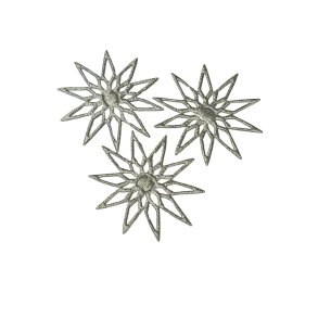 Stjerne med glimmer - 3 stk - S�lv