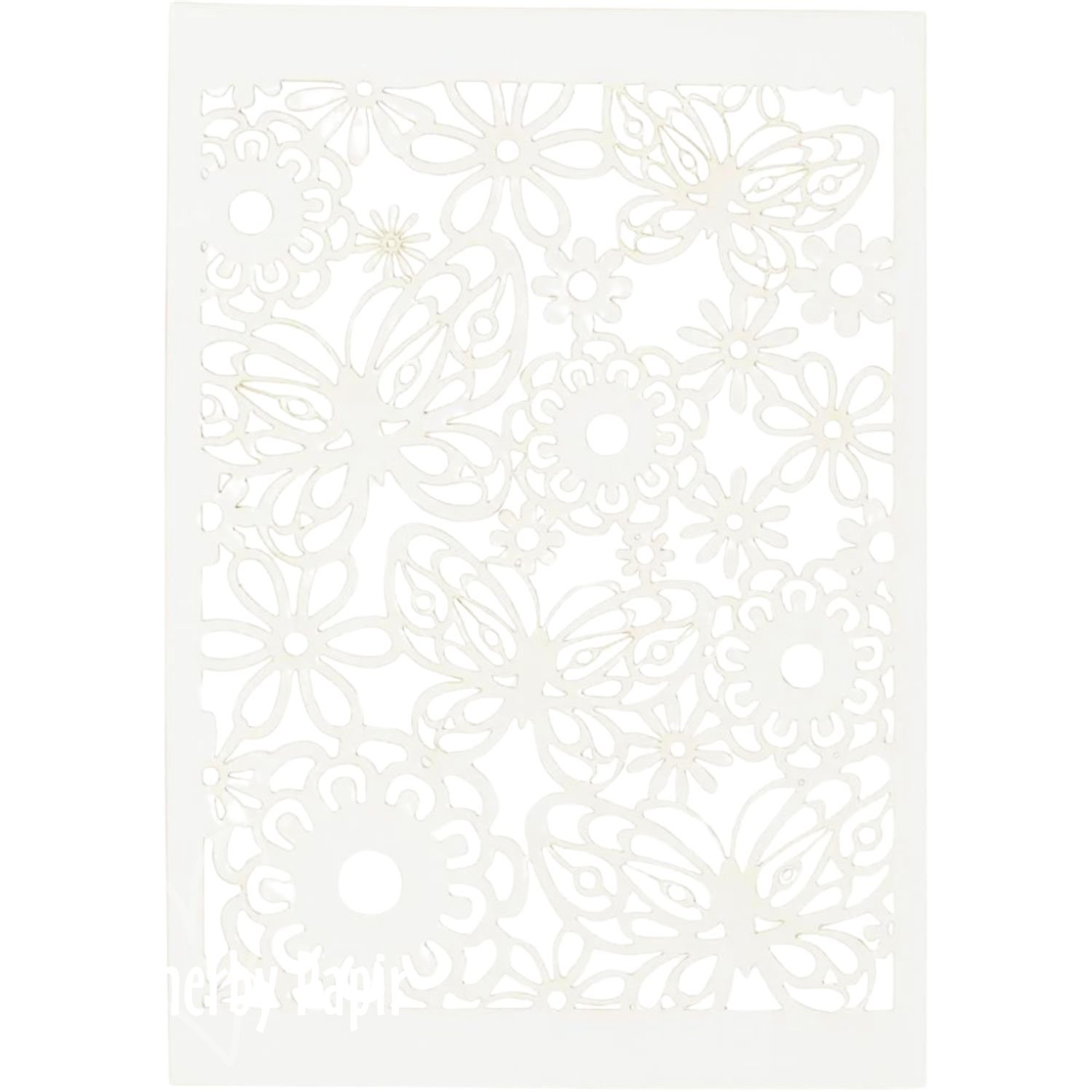 Blonde karton - Hvid med sm sommerfugle - 10 ark