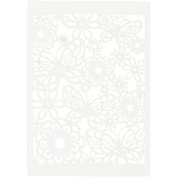 Blonde karton - Hvid med sm sommerfugle - 10 ark