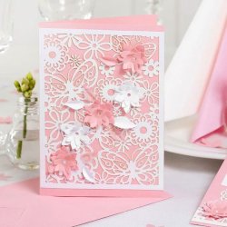 Blonde karton - Hvid med sm sommerfugle - 10 ark